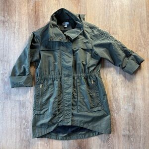 Olive Green Lightweight Utility Anorak Jacket
